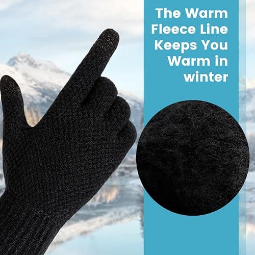 TOBEHIGHER Winter Touchscreen Gloves for Men - Thermal Soft Knit Gloves for Running, Driving and Hiking thumbnail 5