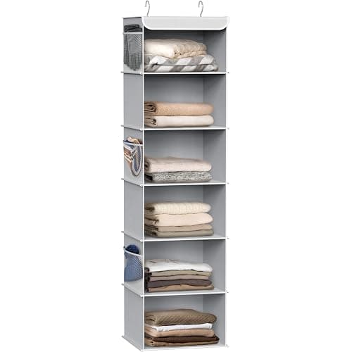 Simple Houseware 6 Shelf Hanging Closet Organizer, Gray - Image 1