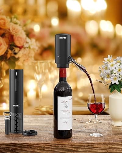 Rechargeable Electric Wine Opener Set - All-in-One Premium Wine Gift with Wine Aerator, Vacuum Stopper and Foil Cutter - Perfect for Christmas, Home, Bar, and Party Use-Day Gifts for Dad thumbnail 9