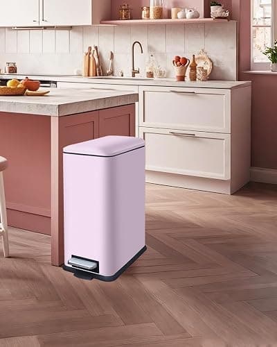 JM ·YIPENG Kitchen Bin 30L, Kitchen Pedal Bin with Soft Close Lid,30L Slim Bins with Removable Inner Bucket, Stainless Steel Bin for Kitchen,Bathroom,Bedroom and Office,Pink thumbnail 2