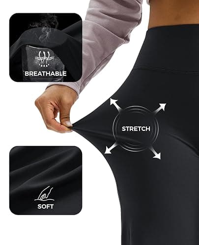 FOGFIRE Womens Wide Leg Yoga Pants High Waisted Straight Leg Leggings | No Front Seam, Buttery Soft Booty Lifting Gym Workout Leggings thumbnail 5