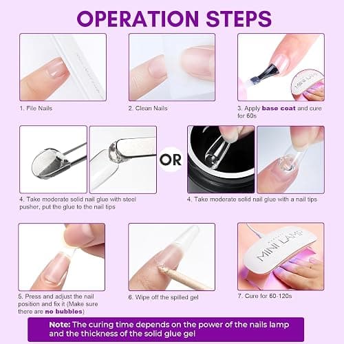 Makartt Solid Nail Glue Gel: Extra Strong Gel Nail Glue for Press On Nails & Fake Tips Long-Lasting Strong Adhesion Nails Glue for Acrylic Nails Clear 3D Gels for Nail Art Home Salon UV Light Cured thumbnail 7