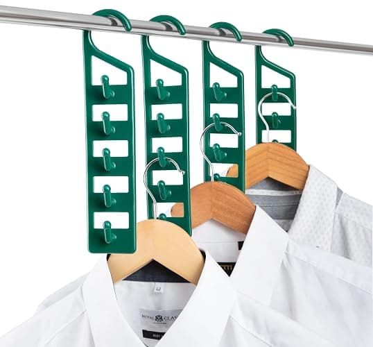 CraftyCrocodile Space Saving Hangers for Clothes - 4 in Pack, Heavy Duty Plastic, Multi Closet Space Savers for Shirts, Pants, Jeans, Sweaters - Hanger Organizer Space Saver - 4 - Image 1
