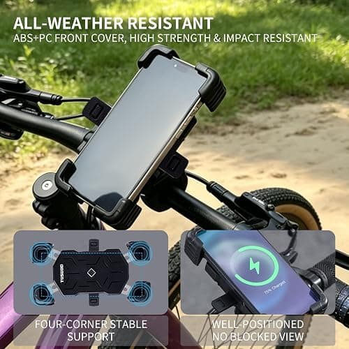 TOSUOD Bike Phone Mount & Holder, Motorcycle Phone Mount, Phone Holder for Bike, Ebike Phone Holder, 360° Rotatable, Quick Release, Anti-Shake, Fits 4.5"-7.2" for Bicycle, Scooter thumbnail 5