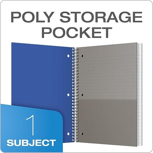 Oxford Spiral Notebooks, 1 Subject, College Ruled Paper, Durable Plastic Cover, 100 Sheets, Durable Divider Pocket, 3-Hole Punch, 3 Pack, Red, Black and Blue (10390) thumbnail 3