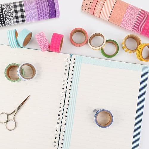KEVIN&SASA CRAFTS 50 Rolls Washi Tape Set | Decorative Adhesive Tape, For Scrapbook, Arts & Crafts, Journals, and Planners, Each Roll 5yd, Total 250yd thumbnail 6