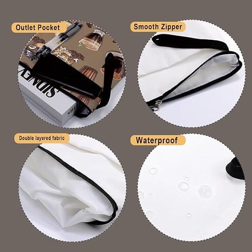 Book Sleeve for Book Lovers with Zipper Protector Paperback Cover, Washable Fabric Book Cover Gifts, Coffee Pattern Book Pouch Gifts for Girl Women Birthday Graduation Christmas (Brown 2, Large) thumbnail 6