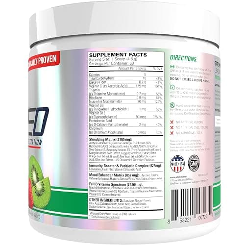 EHP Labs OxyShred Pre Workout Powder - Preworkout Powder with L Glutamine & Acetyl L Carnitine, Energy Boost Drink - Kiwi Strawberry, 60 Servings thumbnail 8