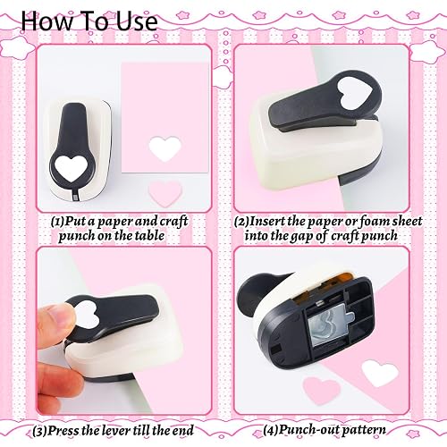 Heart Hole Punch, Paper Punches, HeartPunches for Paper Crafts, Heart Puncher, Hole PuncherHeart, Shaped Hole Punch, 1 inchHeart Paper Punch, 5/8 inch HeartHolePuncher, 3/8 inch Hole Punches Set thumbnail 5