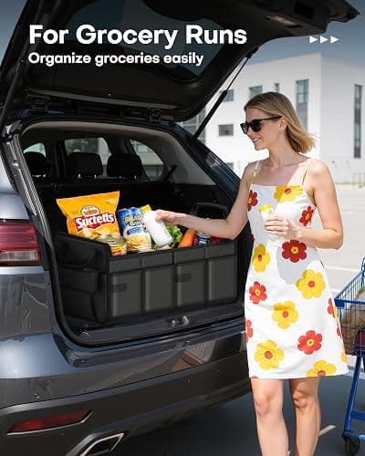 HOTOR Trunk Organizer for SUV – Foldable Car Organizers and Storage | 2 Compartments, Large Capacity Car Trunk Organizer Car Accessories for Truck Sedan, Black, 23.6" x 14.2" x 11.8" thumbnail 9