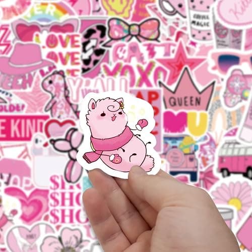 102 Pcs Preppy Stickers Vinyl Aesthetic Waterproof Stickers Adorable Decor Supplies Pink Party Suitable for Mobile Phone Computer Skateboard Water Bottle Suitcase Car etc thumbnail 6
