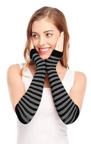 Bienvenu Punk Gothic Rock Long Arm Warmer Fingerless Gloves thumbnail 4
