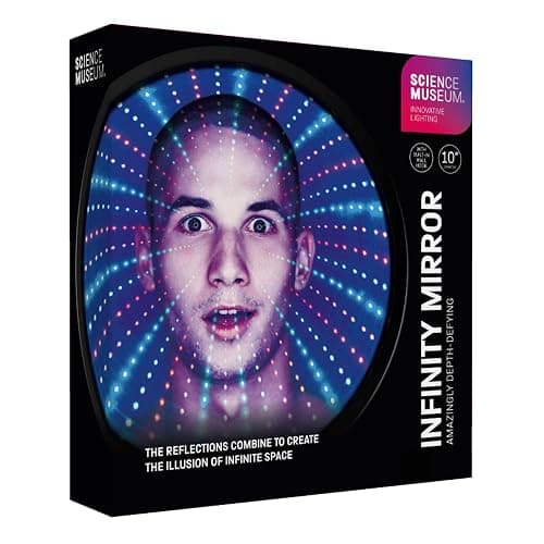 Funtime Gifts Science Museum 10" Infinity Mirror - Create the Illusion of Infinite Space, Built in Wall Hook, Multicoloured LED Lights thumbnail 8