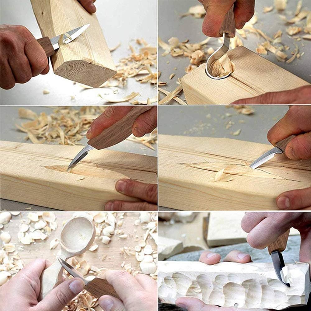 10pc Wood Carving Knife Set Beginner Wood Carving Kit Convenient Wood Carving Tools Set Cut Resistant Gloves,Spoon Carving Hook Knife, Wood Carving Whittling Knife, Chip Carving Detail Knife Sandpaper for Woodworking thumbnail 7