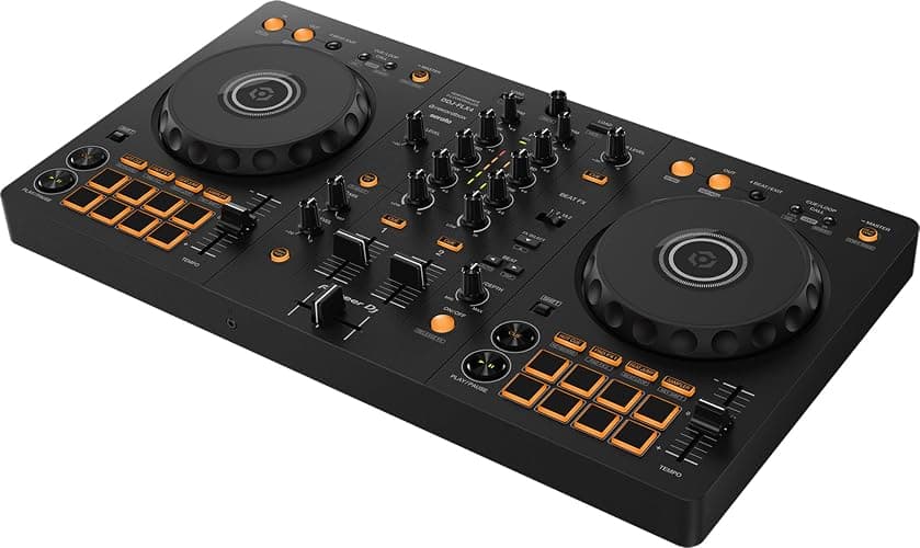 Pioneer DJ DDJ FLX4 2-Channel DJ Controller - Black Bundle with Gator Case, Headphones, and Austin Bazaar Polishing Cloth thumbnail 4