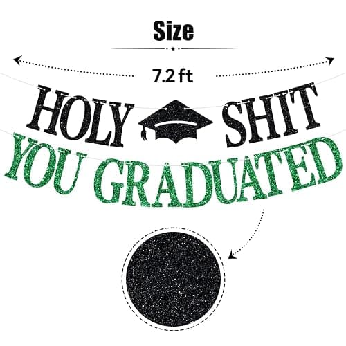 Congrats Grad 2026 Banner, You Did It Hanging Decorations, Class of 2026 Graduation Party Decorations Supplies Green and Black Glitter thumbnail 6