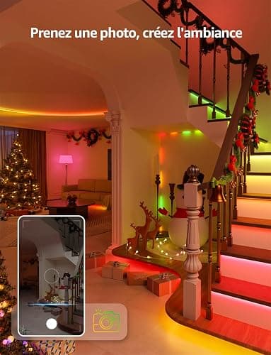 Lepro S1 IA Ruban LED Connecté 5M, Concepteur d'Éclairage IA Personnalisé, Bande LED Wifi RGB+IC App Contrôle, Sync Musique, Compatible avec Alexa et Google Assistant pour Maison Chambre Fête Gaming thumbnail 4