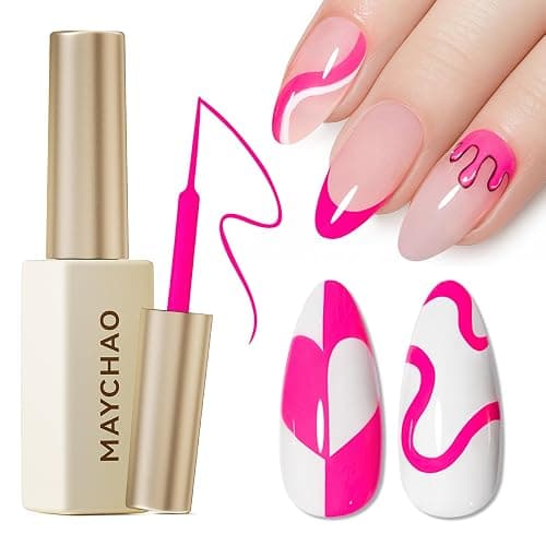 MAYCHAO Pink Gel Nail Polish Art Liner 8ml Hot Pink Build in Thin Brush for Swirl/Euphoria French Tips Manicure Painting DIY at Home - Image 1