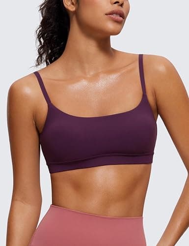 CRZ YOGA Butterluxe Adjustable Spaghetti Strap Sports Bras for Women - Scoop Neck Wireless Padded Yoga Workout Crop Top thumbnail 5