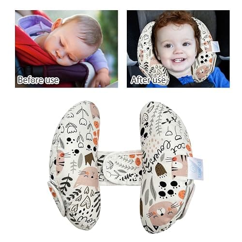 Baby Car Seat Head Neck Support, Toddler Adjustable Stroller Safety Insert, Banana U-Shape Travel Headrest Cushion thumbnail 5