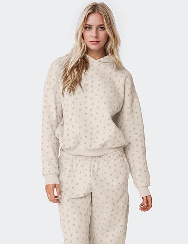 OLAPTA Women 2 Piece Outfits Ditsy Flower Print Sweatsuits Sets Long Sleeve Sweatshirts Wide Leg Sweatpants Fall Tracksuits thumbnail 5