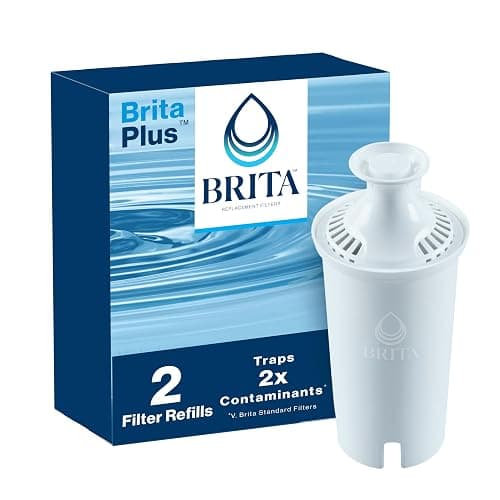 Brita Plus Water Filter, BPA-Free, High-Density Replacement Filter for Pitchers and Dispensers, Reduces 2x Contaminants*, Lasts Two Months or 40 Gallons, Includes 2 Filters - Image 1