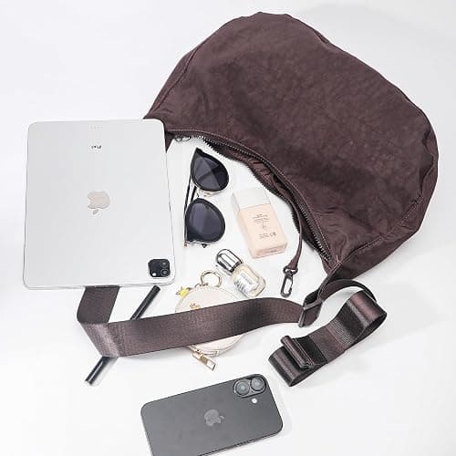 Medium Nylon Crossbody Crescent Bag: Slouchy Style Shoulder Casual with Adjustable Strap thumbnail 5