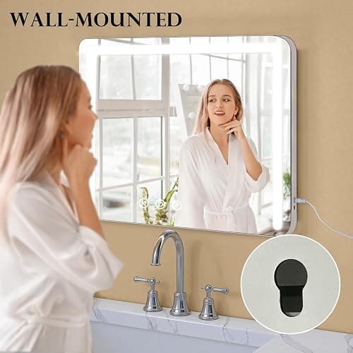 baklon Schminkspiegel mit Beleuchtung,Hollywood Spiegel mit LED Licht Dimmbar Kosmetikspiegel 3 Modi,80 x 60 cm Vanity Spiegel Tischspiegel mit USB für Schlafzimmer Schminktisch thumbnail 6