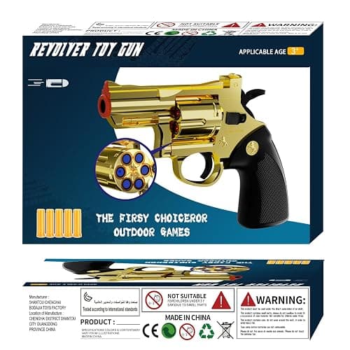 Xuyongjun Toy Gun Soft Bullet Toy Revolver, Can fire Sponge Bullets,with 40 Bullets,for Age of 6 7 8 9 10+ Years Old Kid Boys Girls（Gold） thumbnail 3