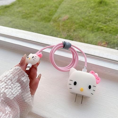 Tospania Cute Cartoon Charger Protector Case - Compatible for iPhone 18W 20W USB-C Power Adapter and Lightning Cable thumbnail 4