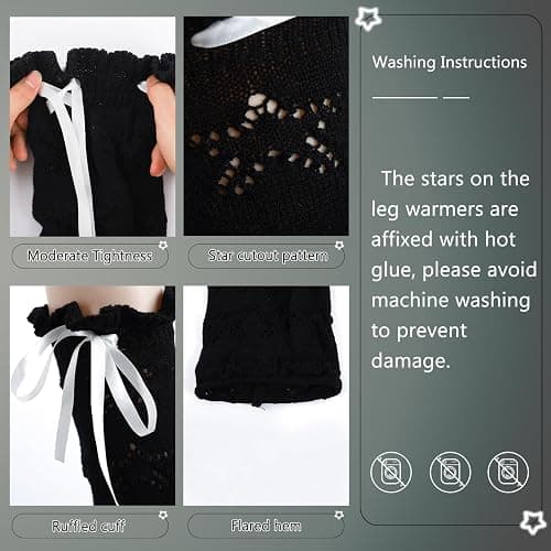 Junely 2 Pairs Leg Warmers for Women Kawaii Leg Warmer Cute Legwarmers Japanese Socks Halloween Goth Emo Gyaru Accessories thumbnail 6