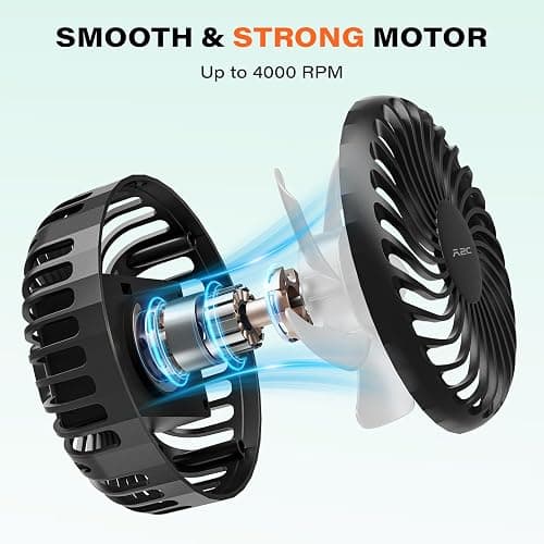 A2C Golf Cart Fan Rechargeable Magnetic Base Battery Operated Portable Fan 3 Speeds 4000 RPM Strong Airflow for Yamaha, EZGO, Club Car 360° Rotatable Golf Cart Accessories Gifts for Men, Dad, Husband thumbnail 7