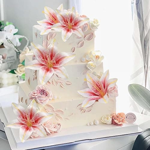 SNAIL GARDEN 24PCS 5.5" Large Fake Lilies Flower Heads with Realistic Stamens,24PCS Pink Artificial Flower Heads, Bulk Silk Flowers for Crafts, Cake Decorating, Wedding Party Wreath, Home Decor thumbnail 2