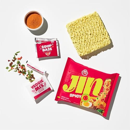 OTOKI Jin Ramen (SPICY), BTS Jin & JIN RAMEN edition without BTS Jin Sticker, Authentic Korean Instant Noodles, Rich and Savory Beef Broth, Quick and Easy Meal 4.23 oz x 18 Pack (1 Box) (PACK OF 18, SPICY) thumbnail 5