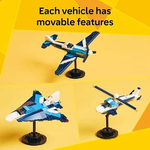 LEGO Creator 3 in 1 Aircraft Race Plane Toy - Building Toy with 3 Building Options, Airplane, Fighter Jet, or Helicopter - Gift Idea for Kids, Boys and Girls, Ages 7+ - 31160 thumbnail 4