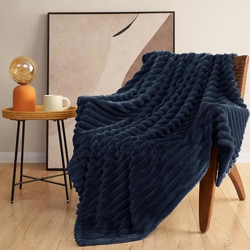 HIMEET Soft Navy Blue Twin Blanket for Bed - 300GSM Cozy Fleece Blanket for Men, Small Lightweight Bed Blankets Graduation Birthday Gifts for Her Him, Home School Dorm Decor, Navy Blue, 60x80 Inches thumbnail 9