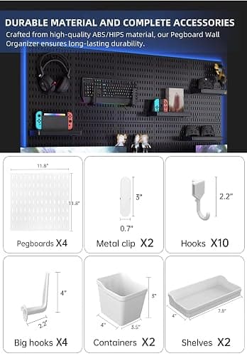 Zestify Revamp Your Space With A Versatile Pegboard Kit - Effortlessly Organize Home, Office, And Gaming Setup With Customizable Hanging Solutions (White) thumbnail 2