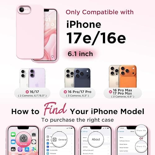 GolbinBox Magnetic for iPhone 17e Case & iPhone 16e Case, Compatible with MagSafe, [Soft Anti-Scratch Microfiber Lining], Slim Liquid Silicone Shockproof Protective Phone Case 6.1 inch, Chalk Pink thumbnail 2