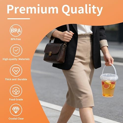 34oz 15pack Plastic Cups with Lids and Straws, Jumbo Disposable Drink Cups with Lids, Perfect for Lemonade, Iced Coffee & Fruit Drinks at Summer Parties, Beach Picnics & Poolside thumbnail 4