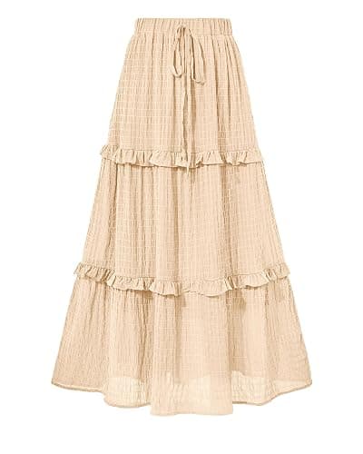 BTFBM Women's Long Summer Skirt 2026 Elegant High Waist Cocktail Party Wedding Guest Dress Flared A-Line Midi Skirts - Image 1