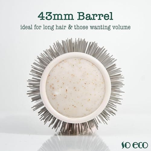 So Eco Medium 43mm Thermo Ceramic Round Brush - Hair Styling, Volumising & Curling Brush for Medium Length Hair. Sustainable Bioplastic Handle & Pins Made from Recycled Plastics thumbnail 5