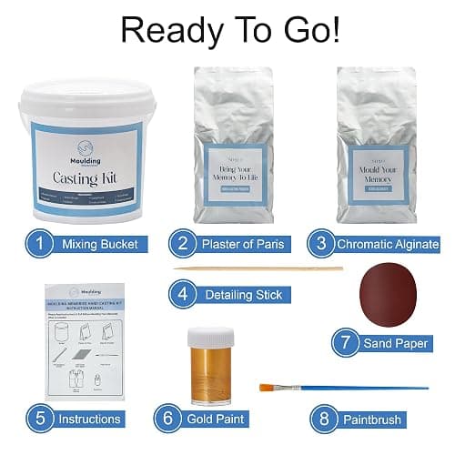 Moulding Memories 3D DIY Hand Casting Kit for Couples, Babies, Kids & Adults with Plaster, Alginate, Paint & Brush, Keepsake Couples Gift for Boyfriend Girlfriend Wife Husband Anniversary & Weddings thumbnail 2