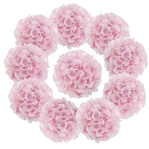FLORRALIA Fake Purple Hydrangea Artificial Flowers - Faux Silk Hydrangeas Flowers Heads with Stems Real Touch for Home Wedding Party Table Decor(Light Purple,Pack of 10) thumbnail 9