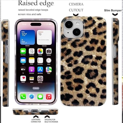 J.west Compatible with iPhone 15 Plus Case, Phone Case iPhone 15 Plus, Soft Sparkly Leopard Print Pearly Thinfoil Animal Design Women Girl Protective Case Phone Cover for iPhone 15 Plus 6.7" thumbnail 5
