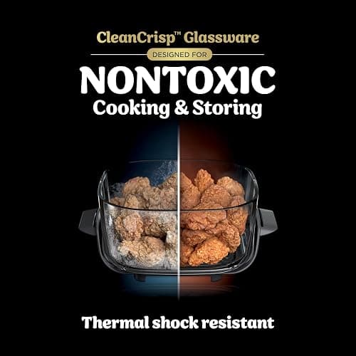 Ninja Crispi 5-in-1 Portable Glass Air Fryer, 4-QT, 2.5-QT & 6-Cup Glass Containers with Crisper Plates & Storage Lids, Microwave, Freezer & Dishwasher Safe, British Racing Green, FN103BF thumbnail 5