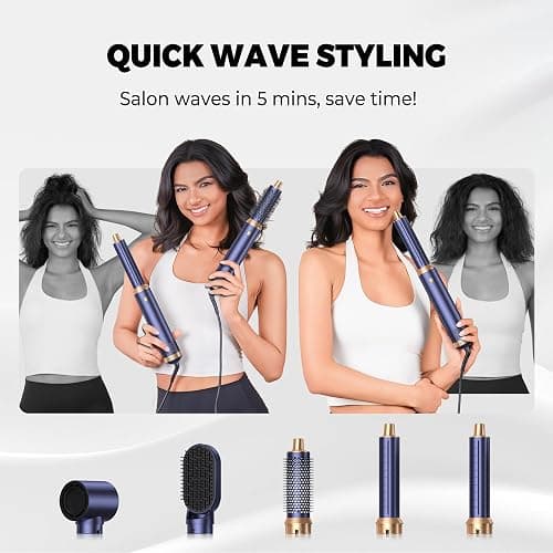 5 in 1 Hairstyler, Airstyler Pro 1000w, 60000RPM Föhnbürste Haarstyler, Lockenstab mit Luft Links/Rechts Air Curler, Negative Ionen Pflege,Sie dem Haar Volumen, Locken und Föhnen Sie Haar thumbnail 2