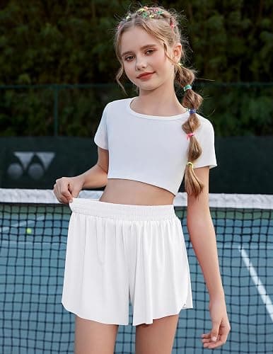 Zaclotre Girls Butterfly Shorts Flowy 2 in 1 Athletic Running Shorts Kids Preppy Clothes thumbnail 5
