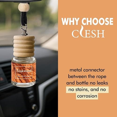 Hanging Car Air Freshener, Teakwood, Leather, Ice, 3 Pack, Essential Oil Car Diffuser, Long Lasting Air Fresheners for Men thumbnail 6