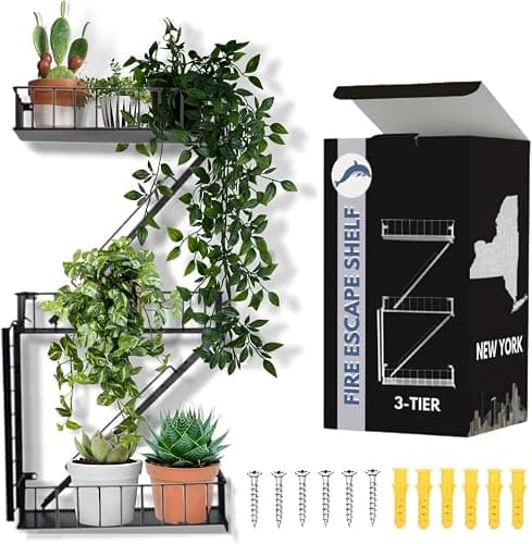 VERSATILE KAS Fire Escape Shelf Fire Escape Wall Shelf Trinket Shelf Display Action Figure Figure Display Shelf Superhero Display Floating Staircase New York Wall Ladder Firescape (3-Tier) - Image 1