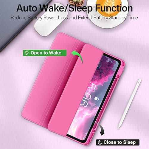 ZOVEEK Case for iPad Air 13 Inch M3/M2 (2025/2024) & iPad Pro 12.9 Inch 6th/5th/4th/3rd Generation 2022/2021/2020/2018 with Pencil Holder, Slim Trifold Stand, Supports Auto Wake/Sleep, Rose Pink thumbnail 6